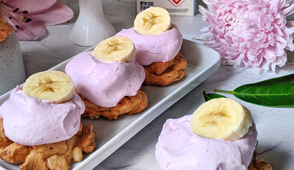 Photo of Cereal Meringues with Strawberry Whipped Cream and Banana
