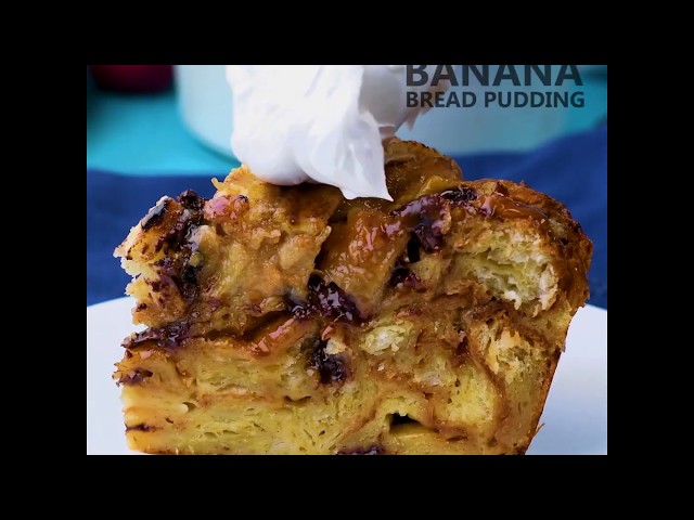 Search      Avatar image  0:03 / 0:30 Caramelized Banana Chocolate Croissant Bread Pudding
